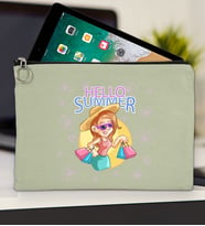 BK Gİft Yaz Temalı-2 Tablet Çantası 30x21cm(12 Renk Seçeneği), Ipad Çantası, Baskılı Tablet Kılıfı (Mint Yeşili)