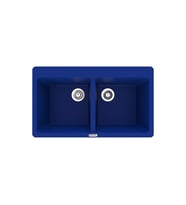 POLEX Cristalüx Granit Evİye P-N9 2 Hazneli Tezgah Altı Ve Tezgah Üstü Mutfak Evyesi 86x50,5cm (Mavi)