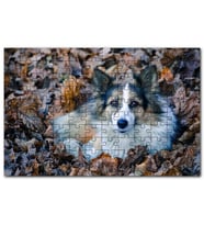Cakapuzzle Kuru Yapraklar Arasındaki Sevimli Köpek Puzzle Yapboz MDF (Ahşap) (500 Parça)