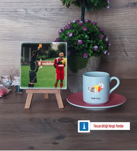 Hakem Fotoğraflı Dekoratif Taş, Ahşap Altlıklı Türk Kahvesi Fincanı Hediye (Model 6)