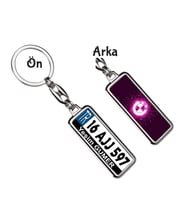 Kişiye Özel Bmw Neon Lights Pembe Logo Tema Plaka Anahtarlık (Gümüş)