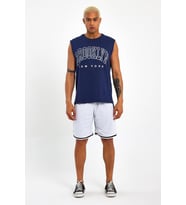 Süperlife Erkek Bisiklet Yaka Regular Fit  Brooklyn Baskılı  Tişört SPR22TS116 (Lacivert)