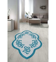 Dijital Baskılı Kaymaz Taban Yıkanabilir Lazer Kesim Salon Halısı Yolluk NLZR-HT-1021 (Turkuaz)