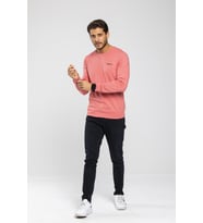 Süperlife Bisiklet Yaka Uzun Kollu Dar Kalıp İnce  Erkek Sweatshirt SPR2019K18 (Rose)