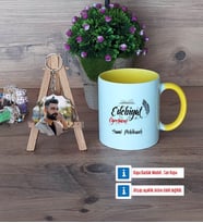 Edebiyat Öğretmeni Kupa Bardak Beyaz ve Fotoğraflı Ahşap Anahtarlık Hediye Öğretmenler Günü Hediyesi (Model 7)