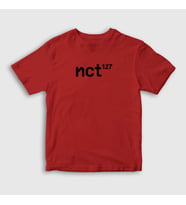 Presmono Unisex Çocuk Beyaz Logo K-Pop Nct 127 T-Shirt 275697tt (Kırmızı)