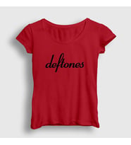 Presmono Kadın Sarı Logo Deftones T-Shirt 139061tt (Kırmızı)