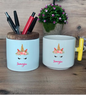 Unicorn Hediye Sepeti Kupa Bardak T Kulplu, Kalemlik Hediyeleri Arkadaşa Kız Kardeşe Hediye (Model 5)