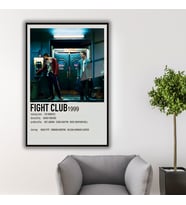 Metal Çerçeveli Temperli Cam Tablo Film Afişi Fight Club 1999 (Siyah)