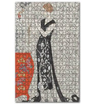 Cakapuzzle Siyah Beyaz Elbiseli Kadın  Dekoratif Çiçek Puzzle Yapboz MDF (Ahşap) (500 Parça)
