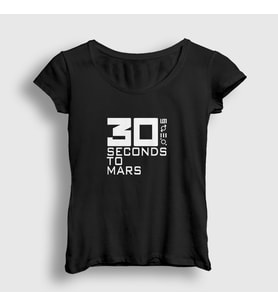Presmono Kadın Beyaz Cover 30 Seconds To Mars T-Shirt 377538tt (Siyah)