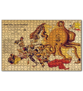 Cakapuzzle Avrupa Komik Haritası 1900 Yılında Puzzle Yapboz MDF (Ahşap) (500 Parça)