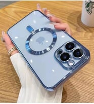 iPhone 11 Pro Max Kılıf Kamera Korumalı Magsafe Parlak Luxury (Buz Mavisi)