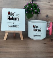 Aile Hekimi Hediye Seti Kupa Bardak T Kulplu ve Dekoratif Taş Doktora Tıp Bayramı Hediyesi (Model 4)