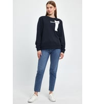 Kadın Bisiklet Yaka Rahat Kalıp 3 iplik Kalın W.Brooklyn Baskılı  Sweatshirt SPR24SWK31 (Lacivert)