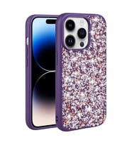 Apple iPhone 14 Pro Kılıf Parlak Taşlı Tasarım Zore Linea Kılıf (Koyu Mor)