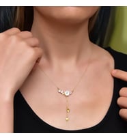Fulya Çiçeği Mor Taş Detaylı Gümüş Kolye (Gold)
