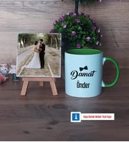 Damat Fotoğraflı Dekoratif Taş, Kupa Bardak Beyaz Hediye (Model 14)