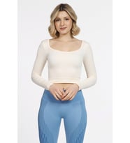 DoReMi Seamless Straplez Uzun Kollu Fitilli Büstiyer (Bej)