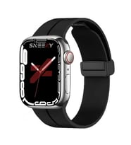 Apple Watch 38mm 40mm 41mm Seri 1 2 3 4 5 6 7 8 Se Uyumlu Coastal Manyetik Tokalı Silikon Kordon (Siyah)