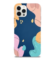 PrintiFy Apple iPhone 12 Pro Uyumlu Lansman Kılıf Karışık Renkler Tasarımlı İçi Kadife Kapak (Lacivert)