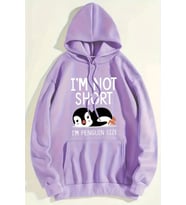 I'm Not Short Baskılı Unisex Oversize Sweatshirt (Lila)