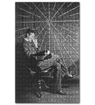 Cakapuzzle Nikola Tesla Eserinin Önünde Kitap Okuyor Puzzle Yapboz MDF (Ahşap) (255 Parça)