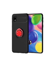 Samsung Galaxy A01 Core Kılıf Yüzüklü Magnetli Ravel Case (Siyah-Kırmızı)