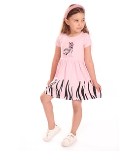 Toontoy Kız Bebek Baskılı Elbise (Pembe)