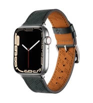Apple Watch 7 41mm KRD-76 PU Deri Kordon Kayış (Koyu Yeşil)
