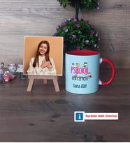Psikoloji Öğretmeni Fotoğraflı Dekoratif Taş, Kupa Bardak Beyaz Hediye (Model 2)