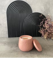 El Yapımı Dekoratif  Yıldız Desenli Kapaklı Kapta Kokulu Mum (Rose Gold Altın)