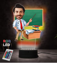 Doğum Günü Hediyesi,Sevgiliye Hediye, Kişiye Özel Fotoğraflı Erkek Öğretmen Karikatür 3D Led Lamba (RGB)