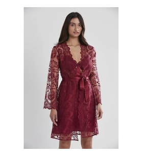 Pierre Cardin 6lı Dantelli Sabahlık Çeyiz Seti (Bordo)
