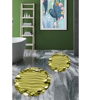 EVDEYA 3D Dijital Yıkanabilir Modern Desen İkili Banyo Paspas Yuvarlak Klozet Takımı, YKLOZET-47-KIRMIZI, (Yeşil)
