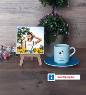 Geometri Öğretmeni Fotoğraflı Dekoratif Taş, Ahşap Altlıklı Türk Kahvesi Fincanı Hediye (Model 5)