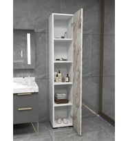 Irmak Mobilya Tek Kapaklı 5 Raflı Renkli Çok Amaçlı Banyo Mutfak Kiler Dolabı Tek Kapılı Dolap (Beyaz-Mermer)