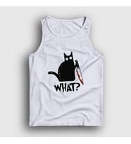 Presmono Unisex Sarı What Cat Kedi Atlet 415262tt (Beyaz)