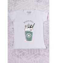 KIZ ÇOCUK TSHİRT PİSTACHİO BASKILI BİSİKLET YAKA E2 (Gri)