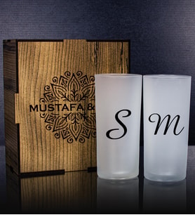 eJOYA Kişiye Özel Kutusunda 2'li Rakı Bardağı Hediye Seti 107165 (Turkuaz)