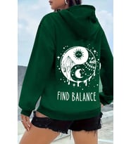 Unisex Yin & Yang Tasarım Sweatshirt (Yeşil)