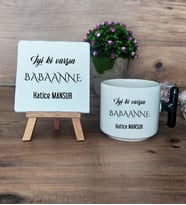 İyi Ki Varsın Babaanne Hediye Seti Kupa Bardak T Kulplu ve Dekoratif Taş Babaanneye Doğum Günü Hediyesi (Model 6)
