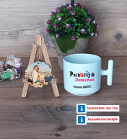 Psikolojik Danışman Kupa Bardak Beyaz ve Fotoğraflı Ahşap Anahtarlık Hediye Psikolojik Danışmana Hediye (Model 12)
