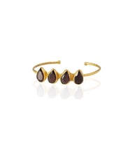 Kadir Jewellery 22 Ayar Altın Kaplama Zirkon Taşlı Ayarlanabilir Trend Bilezik (Kahverengi)