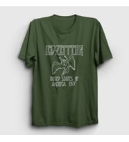 Presmono Unisex Sarı Logo Led Zeppelin T-Shirt 95758tt (Haki)
