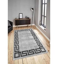 Dijital Baskılı Yıkanabilir Kaymaz Modern Renkli Salon Halısı Mutfak Halısı Yolluk ND-HY-822 (Antrasit)