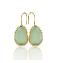 Kadir Jewellery 22 Ayar Altın Kaplama Fosil Taşlı Küpe -El İşçiliği Ve Hipoalerjenik Küpe (Açık Yeşil)