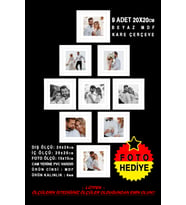 9 adet 20x20 Kare Çerçeve Fotoğraf Hediyeli (Beyaz)
