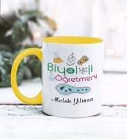 Biyoloji Öğretmeni Tasarımlı Kişiye Özel Kupa Bardak (Sarı)