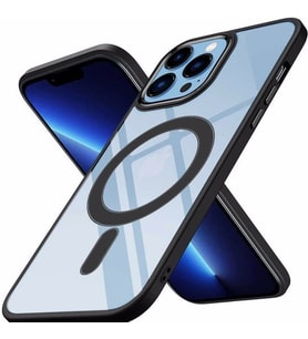 İphone 14 ProMax Kamera Korumalı Magsafe Kablosz Şarj Uyumlu Renkli Şeffaf Kılıf (Mavi)